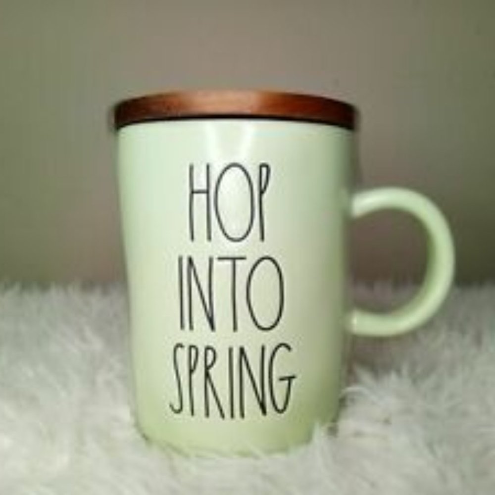 Rae Dunn "Hop Into Spring" Mug With Topper